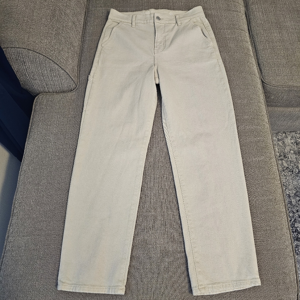Old Navy Extra High-Rise Sky-Hi Straight Cream Sand Casual Jeans Size 8